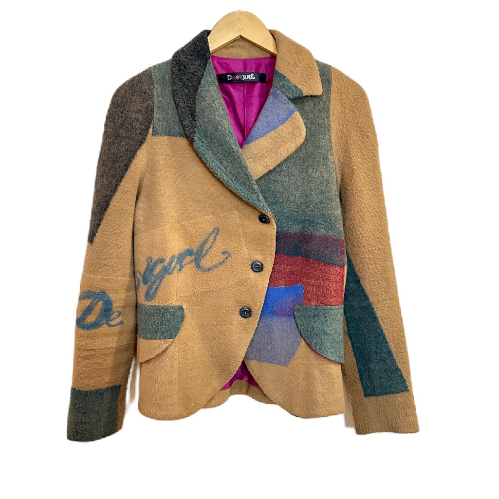 Desigual World Jacket Rainbow Collection Abstract Blazer Women’s Sz 40 Eu / 8 Us